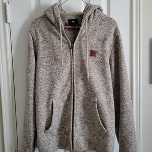 Men's Beige Zip-Up Hoodie Sweater